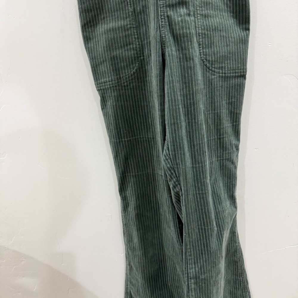 FREE PEOPLE x LEE Vintage Corduroy Flare Overalls in Greyed Olive - Picture 12 of 14